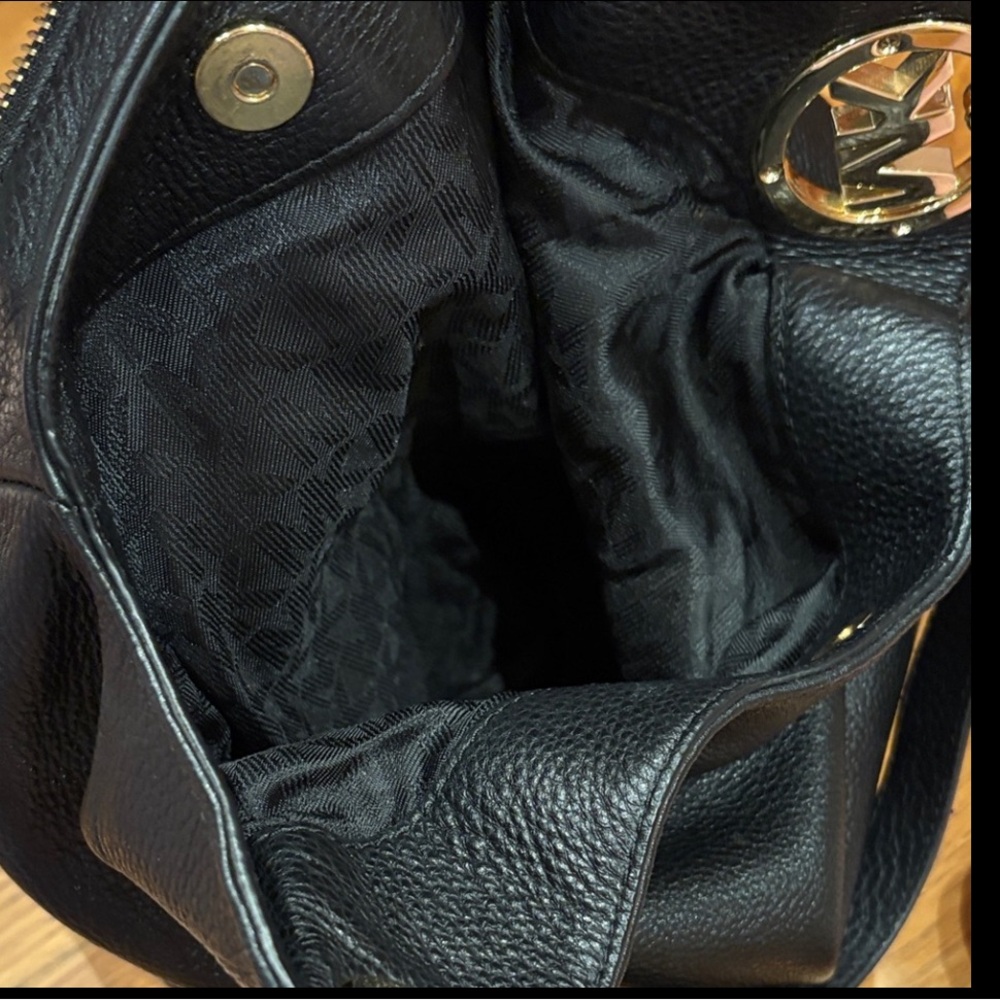 Michael Kors Black Hobo Bag with Gold Accents - Picture 11 of 12